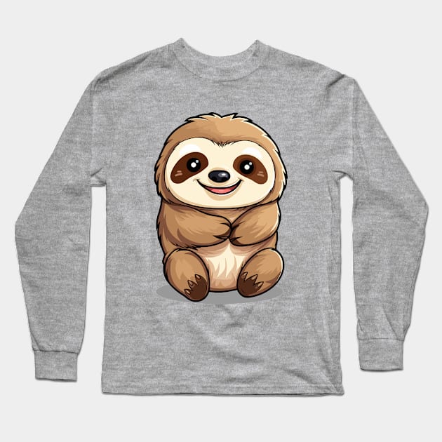 Cartoon Cute Kawaii Adorable Sloth Long Sleeve T-Shirt by SimplyIdeas